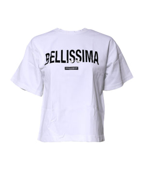 Dolce &amp; Gabbana Camiseta blanca con cuello redondo Bellissima de algodón