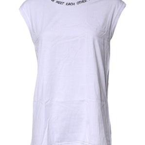 Camiseta sin mangas estampada de algodón blanco Dolce &amp; Gabbana