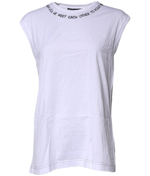 Camiseta sin mangas estampada de algodón blanco Dolce &amp; Gabbana