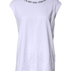 Camiseta sin mangas estampada de algodón blanco Dolce &amp; Gabbana