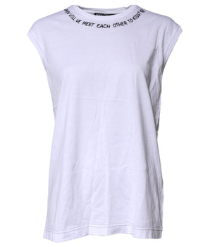 Camiseta sin mangas estampada de algodón blanco Dolce &amp; Gabbana