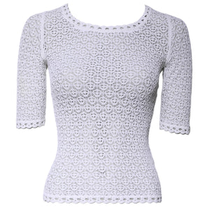 Top de crochet de manga corta de viscosa blanca de Dolce &amp; Gabbana