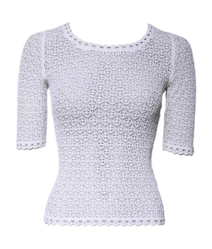 Dolce & Gabbana White Viscose Short Sleeve Crochet Top