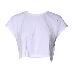 Camiseta corta de cuello redondo de algodón blanco de Dolce &amp; Gabbana