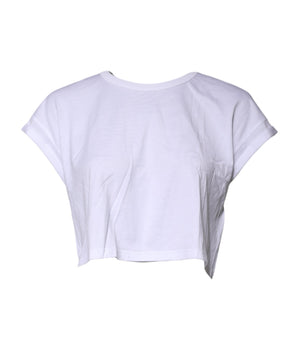 Camiseta corta de cuello redondo de algodón blanco de Dolce &amp; Gabbana