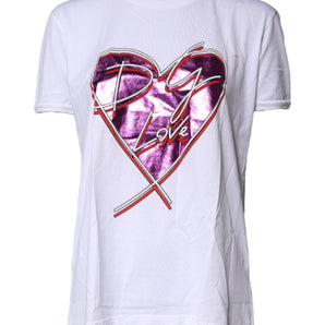 Camiseta de cuello redondo de algodón con estampado blanco de Dolce &amp; Gabbana