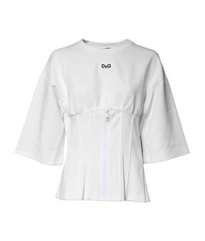 Blusa Dolce &amp; Gabbana de mezcla de algodón blanco con mangas 3/4