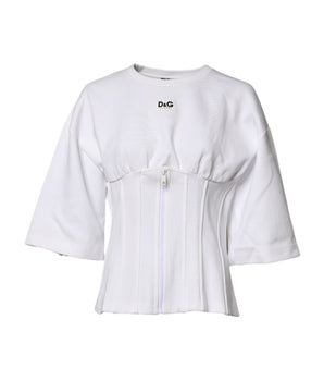 Blusa Dolce &amp; Gabbana de mezcla de algodón blanco con mangas 3/4