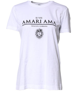 Camiseta de cuello redondo estampada de algodón blanco de Dolce &amp; Gabbana