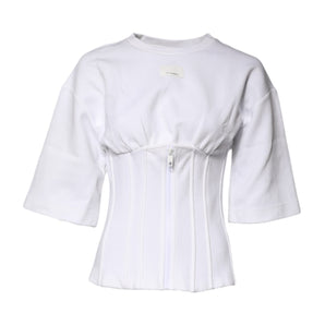 Dolce & Gabbana White Cotton Blend 3/4 Sleeves Blouse Top