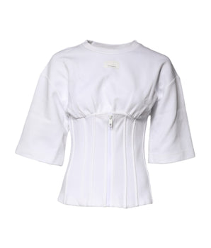 Blusa Dolce &amp; Gabbana de mezcla de algodón blanco con mangas 3/4