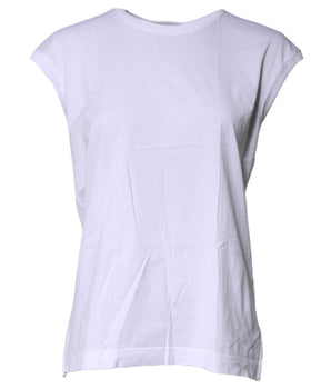 Camiseta sin mangas de algodón blanco con cuello redondo de Dolce &amp; Gabbana