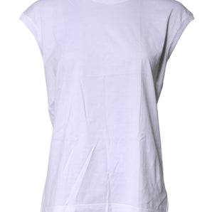 Dolce & Gabbana White Cotton Sleeveless Round Neck Tank Top