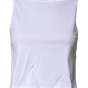 Dolce & Gabbana White Cotton Sleeveless Round Neck Tank Top