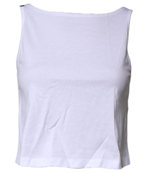 Camiseta sin mangas de algodón blanco con cuello redondo de Dolce &amp; Gabbana