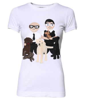 Camiseta blanca de algodón con bordado #DGFAMILY de Dolce &amp; Gabbana
