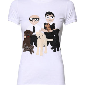 Dolce & Gabbana White Cotton #DGFAMILY Embroidery T-shirt