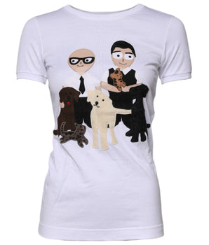 Camiseta blanca de algodón con bordado #DGFAMILY de Dolce &amp; Gabbana