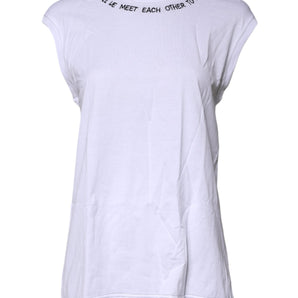 Dolce & Gabbana White Cotton Sleeveless Printed Tank T-shirt