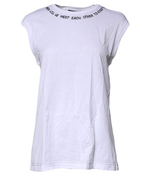 Camiseta sin mangas estampada de algodón blanco Dolce &amp; Gabbana