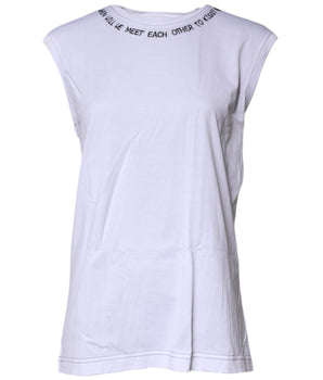 Camiseta sin mangas estampada de algodón blanco Dolce &amp; Gabbana