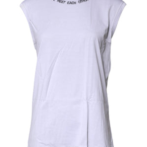 Dolce & Gabbana White Cotton Sleeveless Printed Tank T-shirt