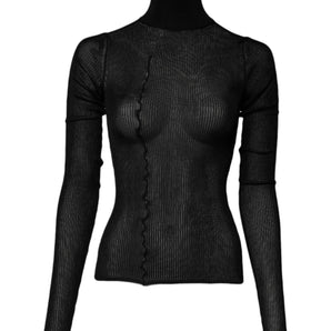 Dolce & Gabbana Black Knit Long Sleeves Turtleneck Slim Top