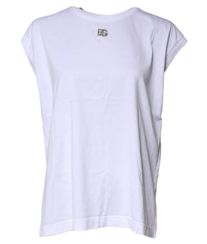 Camiseta sin mangas de algodón blanco con cuello redondo de Dolce &amp; Gabbana