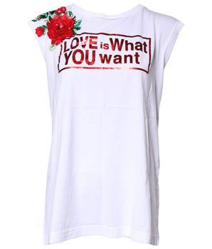 Camiseta sin mangas con estampado floral blanco de Dolce &amp; Gabbana