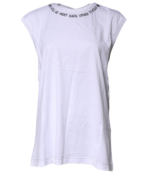 Camiseta sin mangas estampada de algodón blanco Dolce &amp; Gabbana