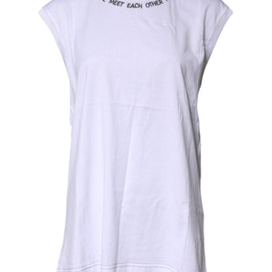 Dolce & Gabbana White Cotton Sleeveless Printed Tank T-shirt