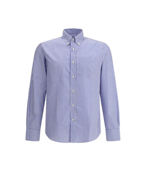 Deperlu Blue Cotton Pattern Shirt