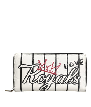 Dolce &amp; Gabbana White Leather DG Crown Royals Continental Zip Around Wallet