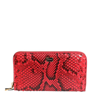 Cartera de mano continental con cremallera en el contorno de piel exótica roja de Dolce &amp; Gabbana