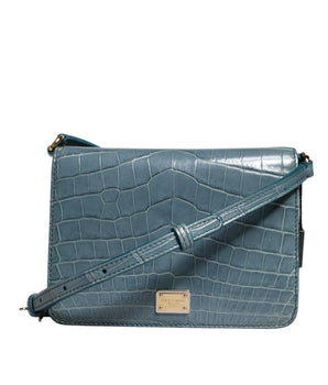 Minibolso bandolera Dolce &amp; Gabbana de piel exótica verde con placa DG