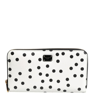Cartera continental con cremallera de cuero a rayas blancas y negras de Dolce &amp; Gabbana