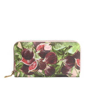 Dolce &amp; Gabbana Multicolor Fig Fruit Dauphine Leather Zip Around Continental Wallet