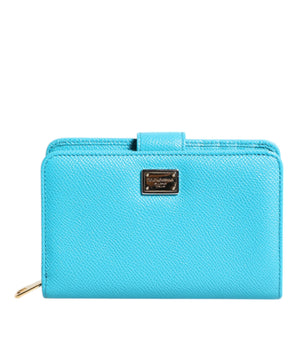 Cartera de mano continental plegable de piel azul claro de Dolce &amp; Gabbana