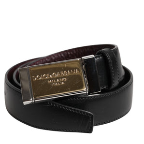 Cinturón reversible con hebilla metálica de cuero marrón y negro de Dolce &amp; Gabbana