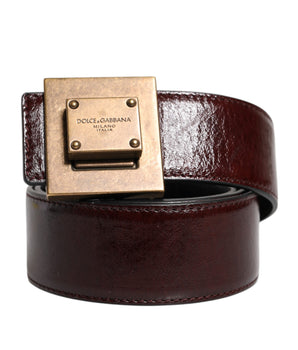 Dolce &amp; Gabbana Brown Leather Gold Metal Buckle Classic Belt