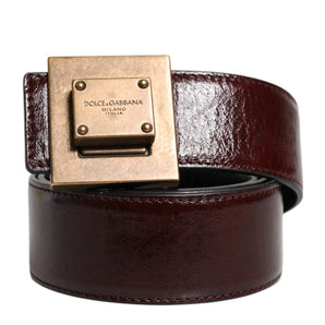 Cinturón clásico de cuero marrón con hebilla de metal dorado de Dolce &amp; Gabbana