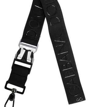 Dolce &amp; Gabbana Black Stretch Polyester Rubberised DG Logo Keychain