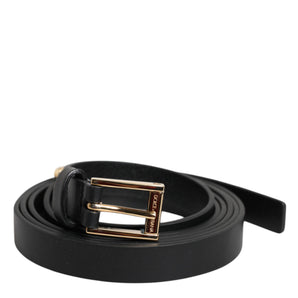 Dolce &amp; Gabbana Cinturón con hebilla de metal dorado en piel de becerro negra