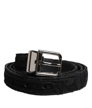 Dolce &amp; Gabbana Black Cotton Blend Silver Metal Buckle Belt