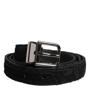 Dolce &amp; Gabbana Black Cotton Blend Silver Metal Buckle Belt
