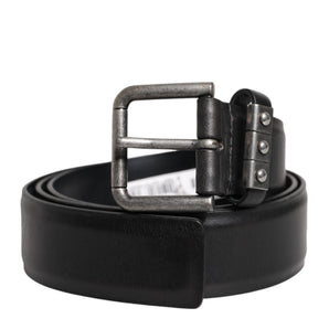 Cinturón clásico con hebilla metálica de cuero negro de Dolce &amp; Gabbana