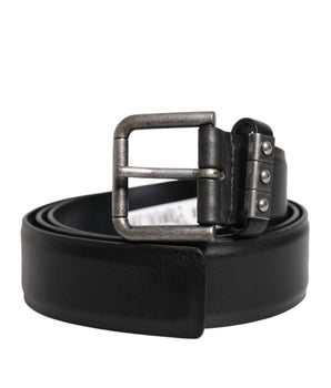 Dolce &amp; Gabbana Black Leather Metal Buckle Classic Belt