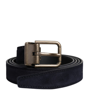 Dolce &amp; Gabbana Black Goat Leather Metal Buckle Classic Belt