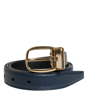 Dolce &amp; Gabbana Blue Leather Metal Buckle Classic Belt
