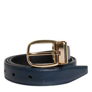 Cinturón clásico con hebilla metálica de cuero azul de Dolce &amp; Gabbana